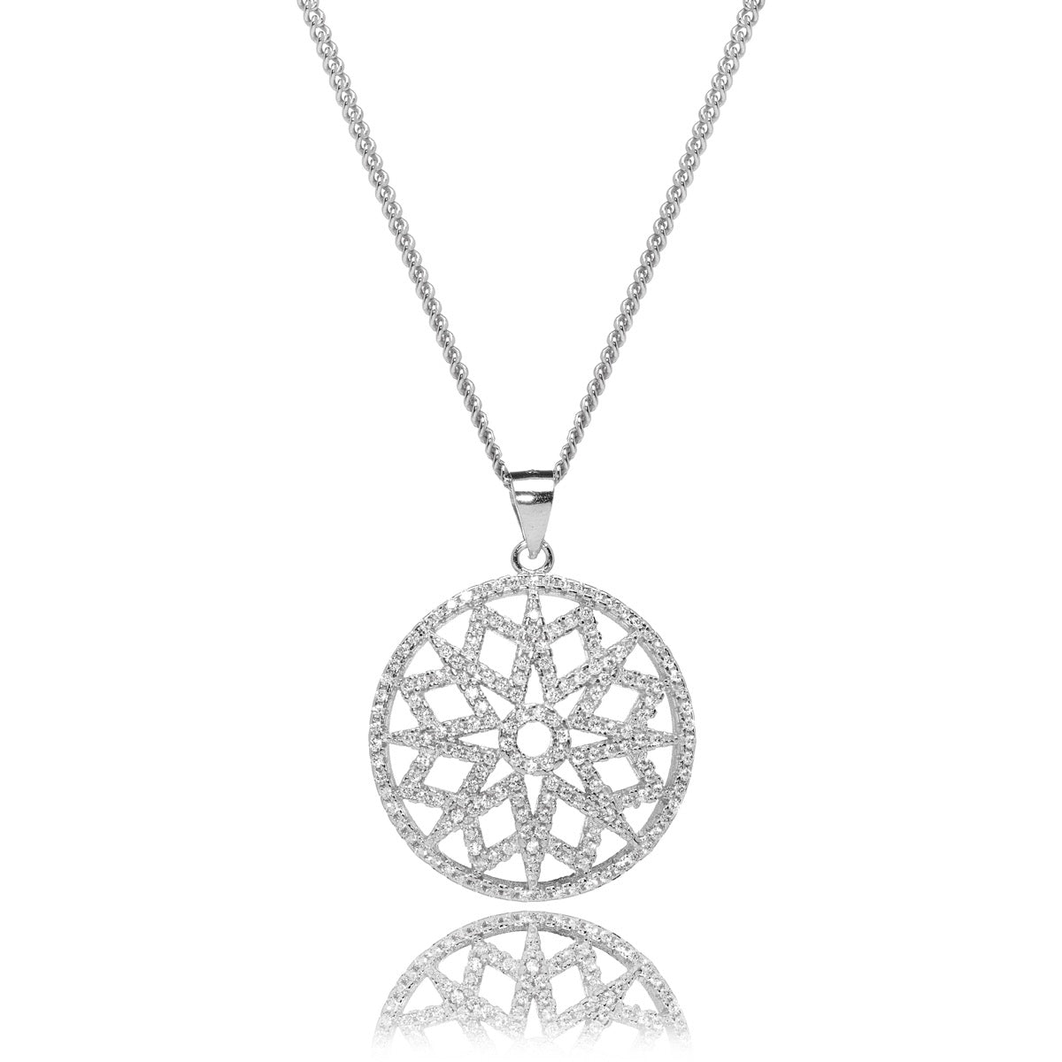 2.45ct Cubic Zirconia Starburst Pendant in Rhodium Plated Silver