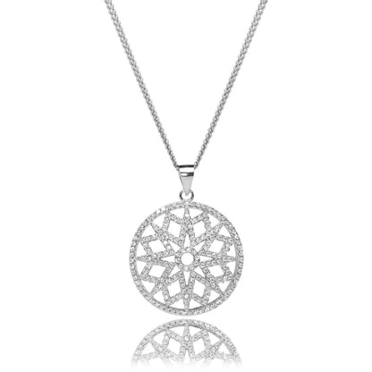 2.45ct Cubic Zirconia Starburst Pendant in Rhodium Plated Silver