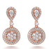 2.65ct Cubic Zirconia Pear & Round Custer Drop  Earrings in 14k Rose Gold Plated Silver