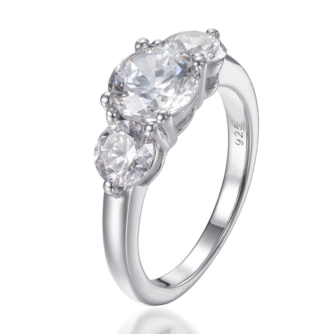 3.20ct Cubic Zirconia Faith Trilogy Ring in Rhodium Plated Silver