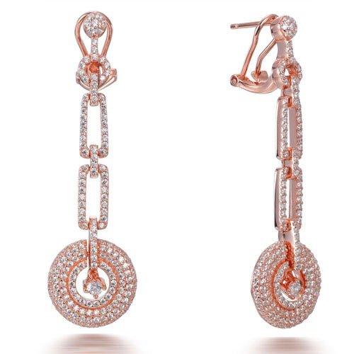 3.40ct Cubic Zirconia Catherine Art Deco Drop Earrings in 14k Rose Gold Plated Silver