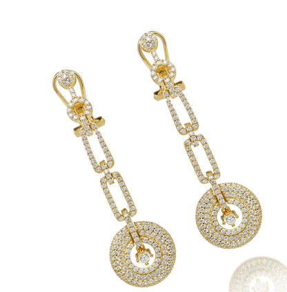 3.40ct Cubic Zirconia Catherine Art Deco Drop Earrings in 14k Yellow Gold Plated Silver