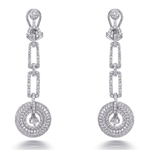 3.40ct Cubic Zirconia Catherine Art Deco Drop Earrings in Rhodium Plated Silver
