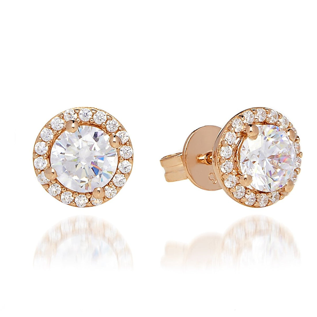 3.50ct Cubic Zirconia Classic Halo Stud Earrings in 14k Yellow Gold Plated Silver