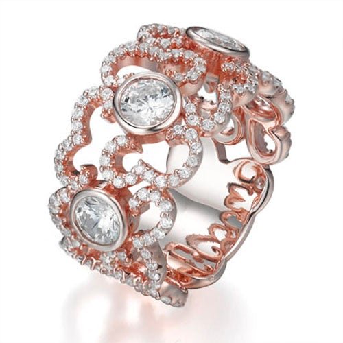 3.60ct Cubic Zirconia Cloud Rub Over Ring in 14k Rose Gold Plated Silver