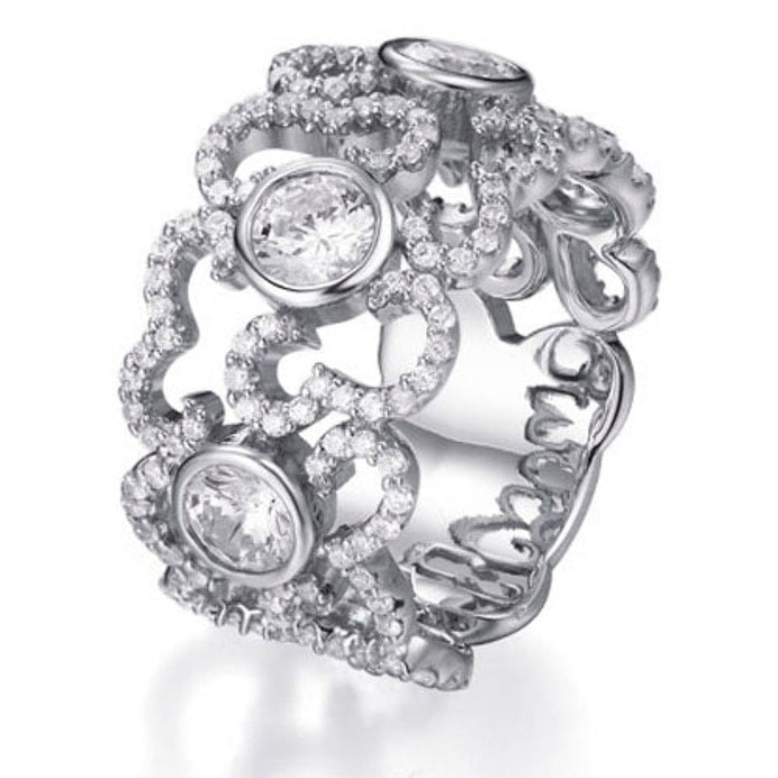 3.60ct Cubic Zirconia Cloud Rub Over Ring in Rhodium Plated Silver