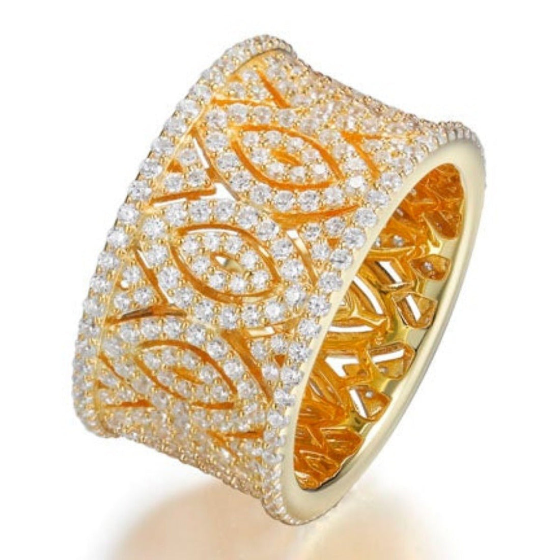 4.60ct Cubic Zirconia Filigree Full Eternity Ring in 14k Yellow Gold Plated Silver
