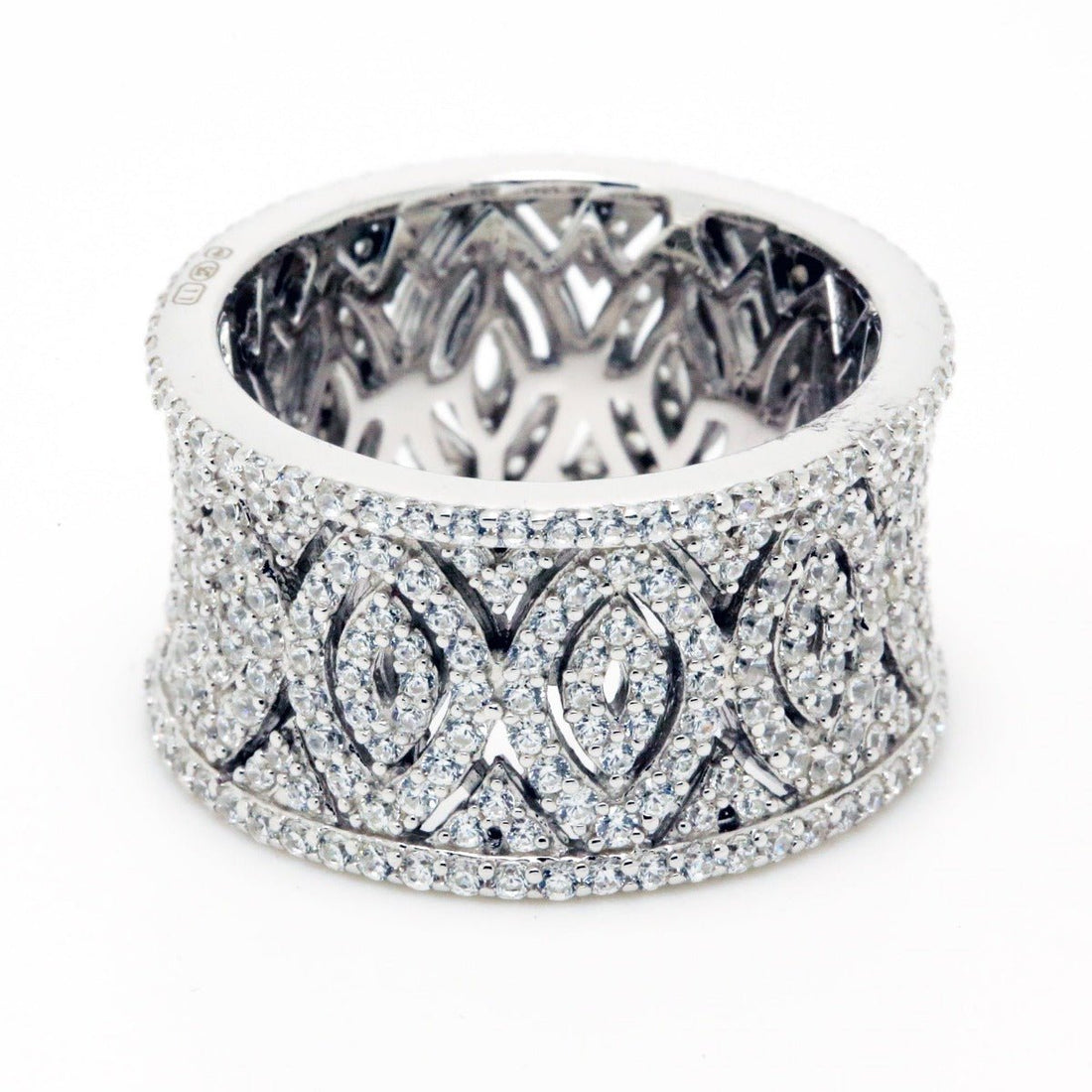 4.60ct Cubic Zirconia Filigree Full Eternity Ring in Rhodium Plated Silver