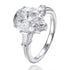 5.10ct Cubic Zirconia Pear Shape & Side Stone Ring in Rhodium Plated Silver