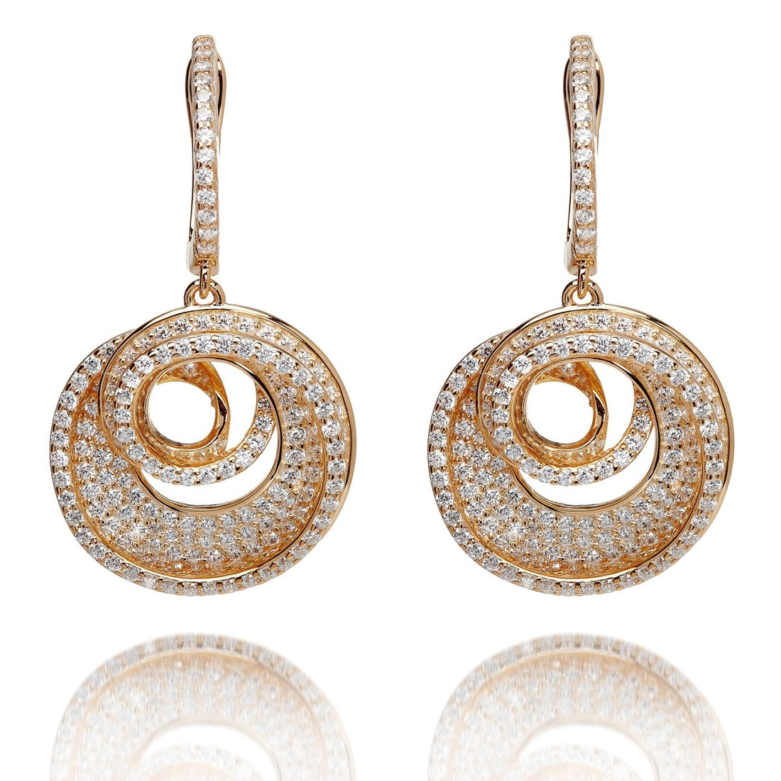 5.75ct Cubic Zirconia Spiral Drop Earrings in 14k Rose Gold Plated Sliver