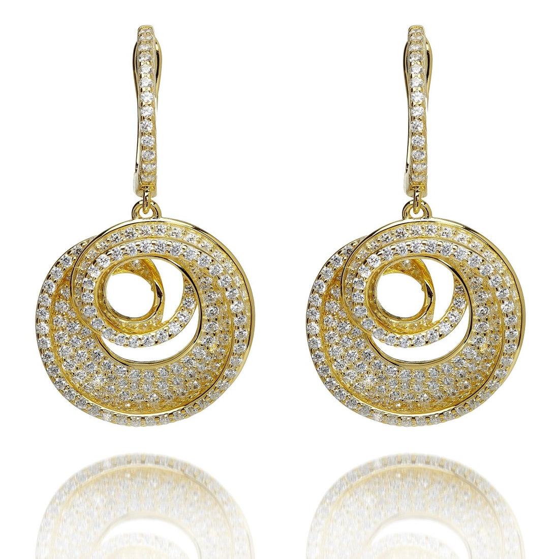 5.75ct Cubic Zirconia Spiral Drop Earrings in 14k Yellow Gold Plated Sliver