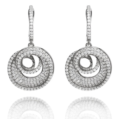 5.75ct Cubic Zirconia Spiral Drop Earrings in Rhodium Plated Sliver