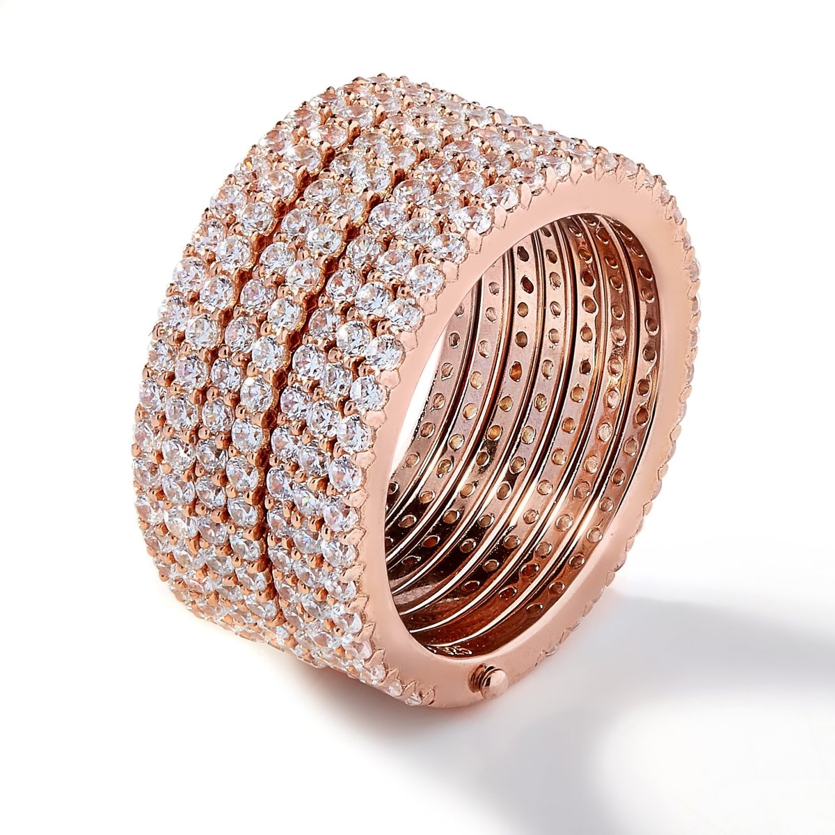 6.00 Cubic Zirconia Athena Seven Row Eternity Ring in 14k Rose Gold Plated Silver