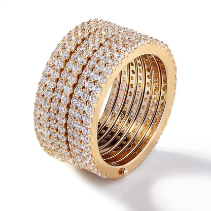 6.00 Cubic Zirconia Athena Seven Row Eternity Ring in 14k Yellow Gold Plated Silver