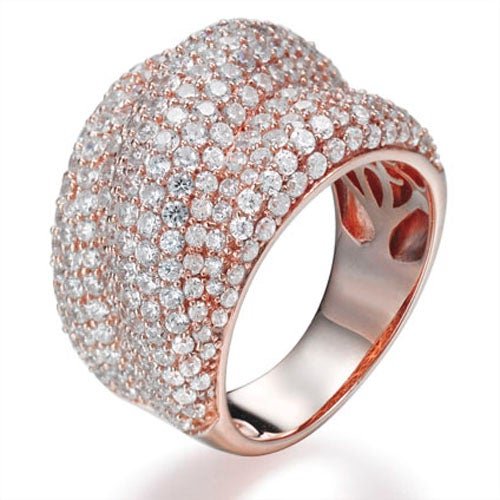 6.00ct Cubic Zirconia Cluster Ring Set in 14k Rose Gold Plated Silver