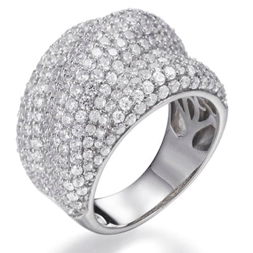 6.00ct Cubic Zirconia Pave Ring Set in Rhodium Plated Silver