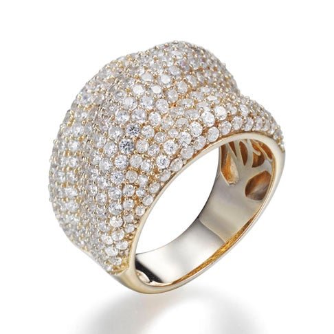 6.00ct Cubic Zirconia Pave Set Ring Set in 14k Yellow Gold Plated Silver