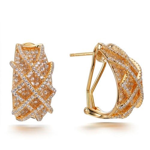 6.20ct Cubic Zirconia Amelia Criss Cross Earrings 14k Yellow Gold Plated Silver