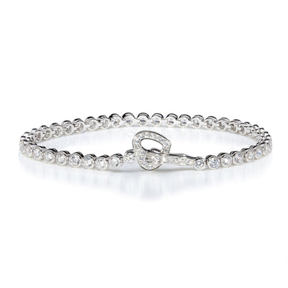 6.35ct Cubic Zirconia Heart Clasp Tennis Bracelet in Rhodium Plated Silver