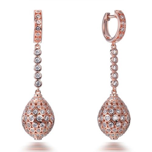 6.55ct Cubic Zirconia Rub Over Aladdin Drop Earrings in 14k Rose Gold Plated Silver