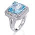 6.60ct Asscher Topaz & 2.50ct Cubic Zirconia Double Halo Ring in Rhodium Plated Silver