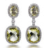 6.60ct Citrine Cushion Halo Drop Earrings in Rhodium Plated Silver