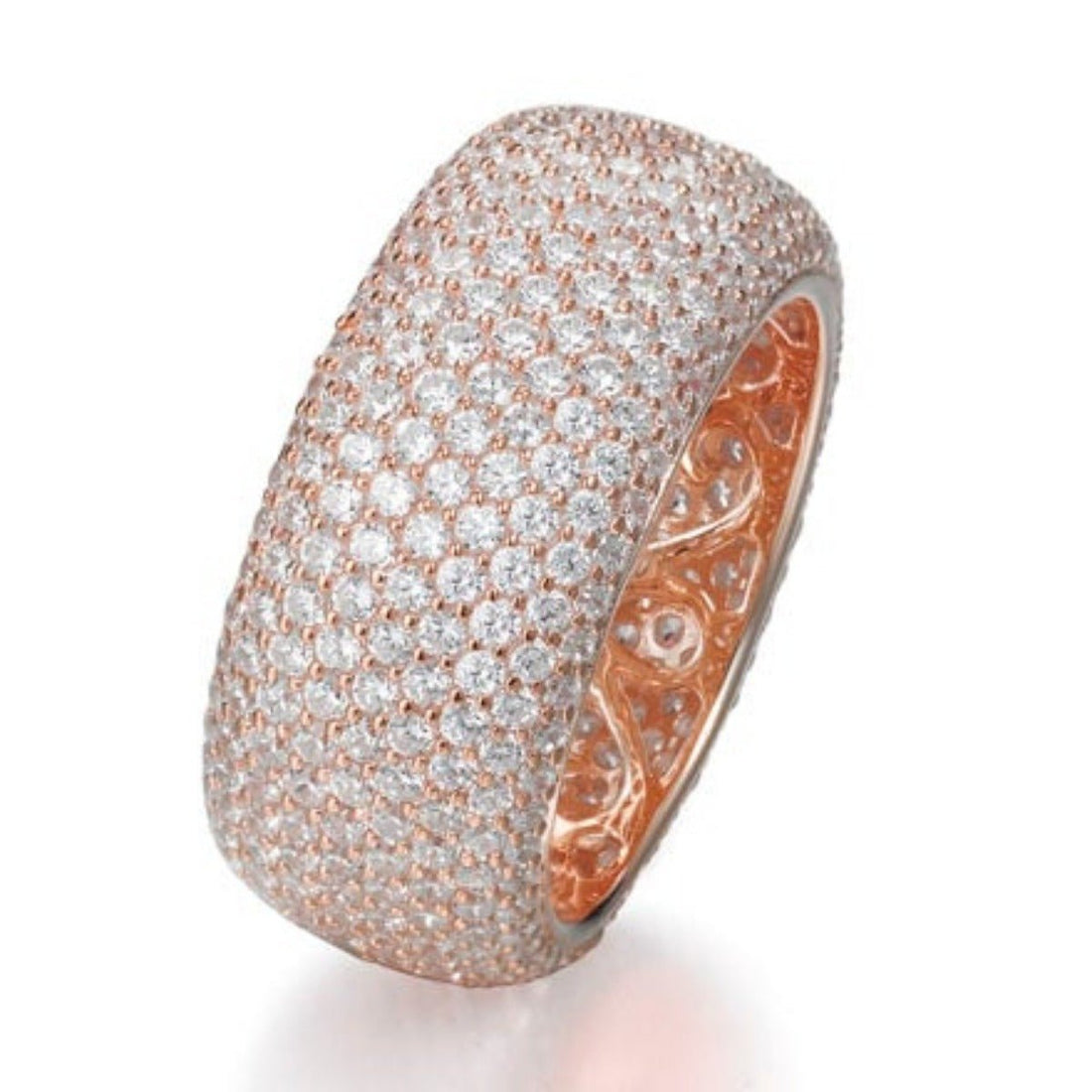 7.00ct Cubic Zirconia Destiny Pave Full Eternity Ring in 14k Rose Gold Plated Silver