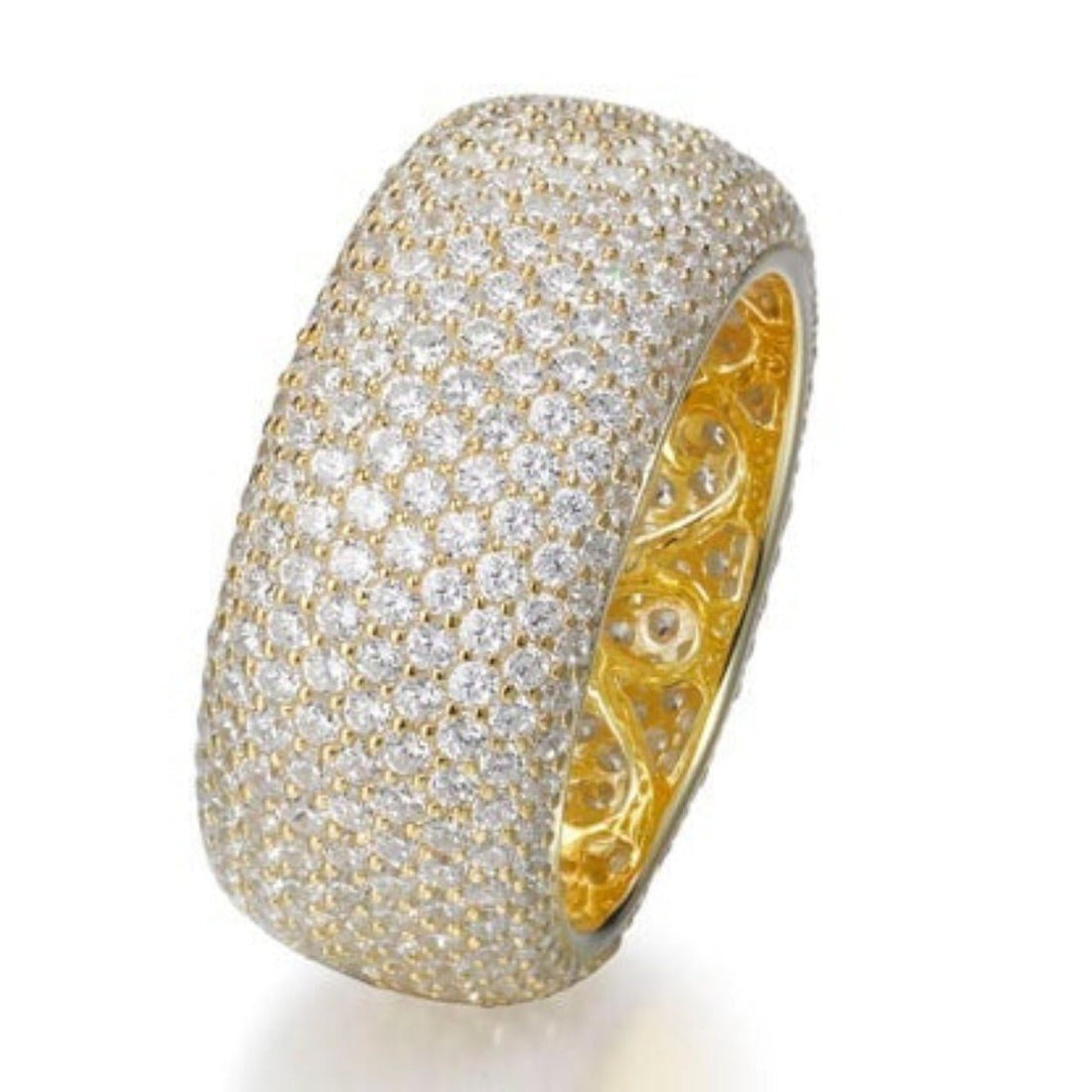 7.00ct Cubic Zirconia Destiny Pave Full Eternity Ring in 14k Yellow Gold Plated Silver