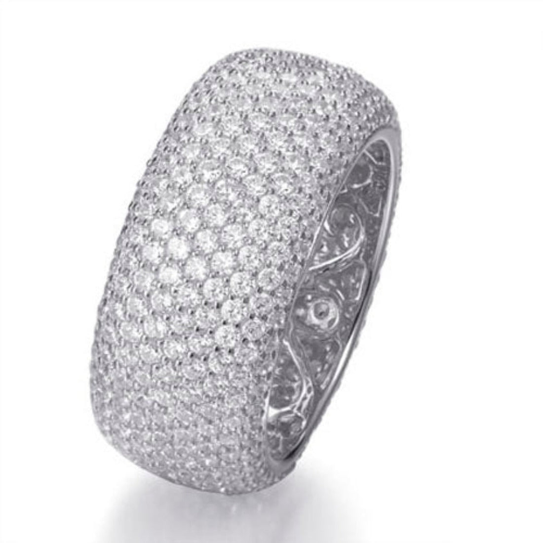 7.00ct Cubic Zirconia Destiny Pave Full Eternity Ring in Rhodium Plated Silver