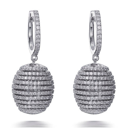 7.0ct Cubic Zirconia Beehive Earrings in Rhodium Plated Silver