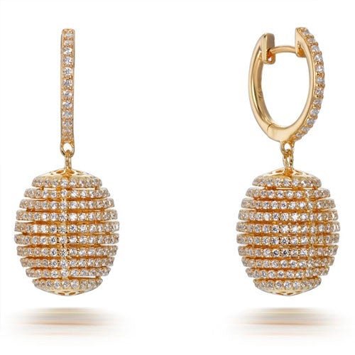 7.0ct Cubic Zirconia Beehive Earrings in Yellow Gold Plated Silver