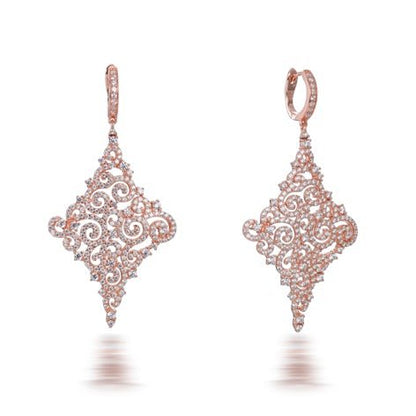 8.00ct Cubic Zirconia Lace Drop Earrings in 14k Rose Gold Plated Silver