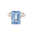 8.00ct Emerald Cut Blue Spinel & Cubic Zirconia Ring Set in Rhodium Plated Silver