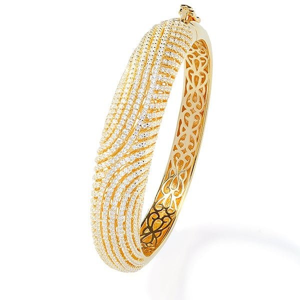 8.20ct Cubic Zirconia Swirl Bangle Set in 14k Yellow Gold Plated Silver