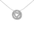 Cubic Zirconia Pave Set Heart Shape Halo Pendant in Rhodium Plated Silver