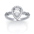 Cubic Zirconia Pear Halo & Side Stone Ring in Rhodium Plated Silver