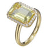 Lemon Citrine 3.25ct & Cubic Zirconia 0.90ct Halo Ring in 14k Yellow Gold Plated Silver