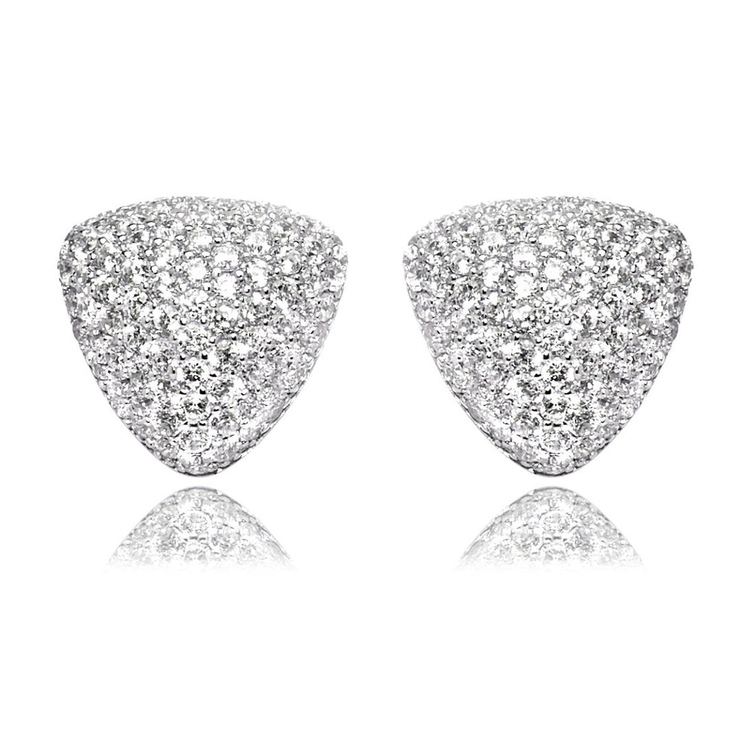 2.00ct Cubic Zirconia Pave Triangle Earrings in Rhodium Plated Silver